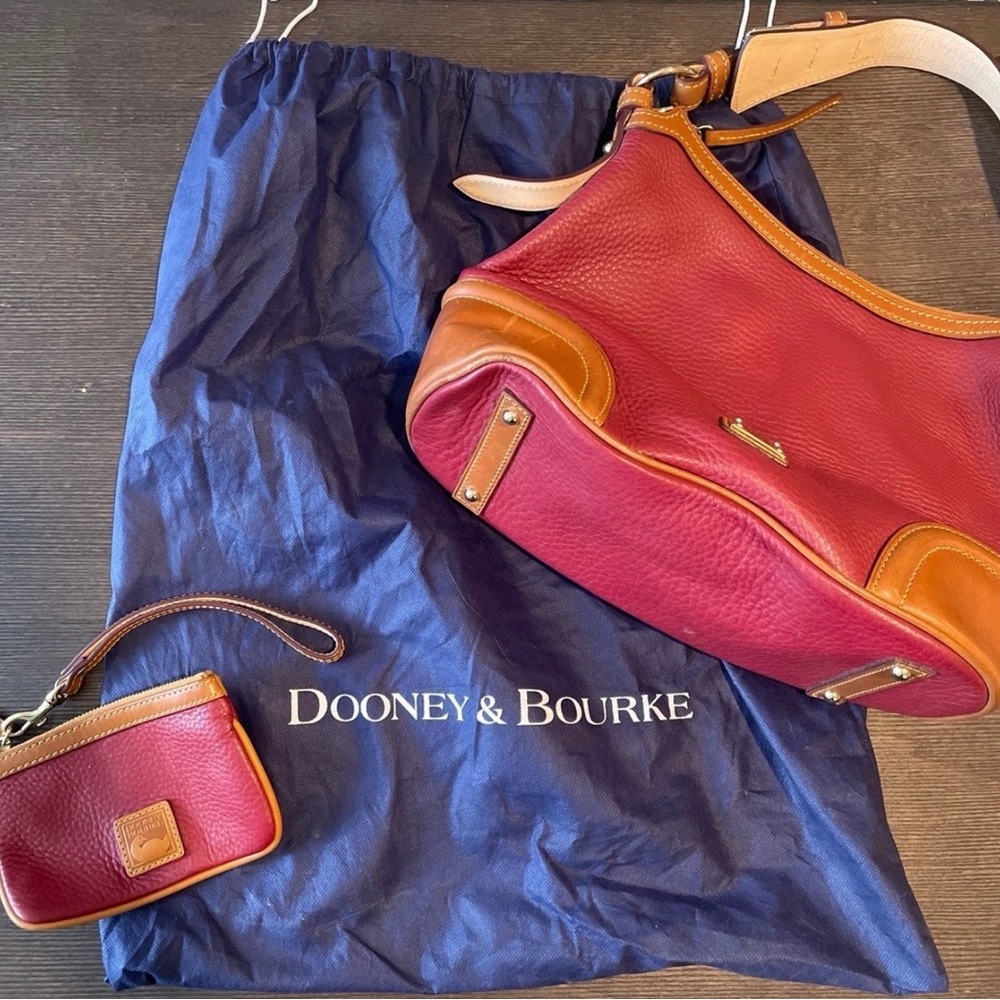 Dooney & Bourke Red and Brown Leather Shoulder Bag Set